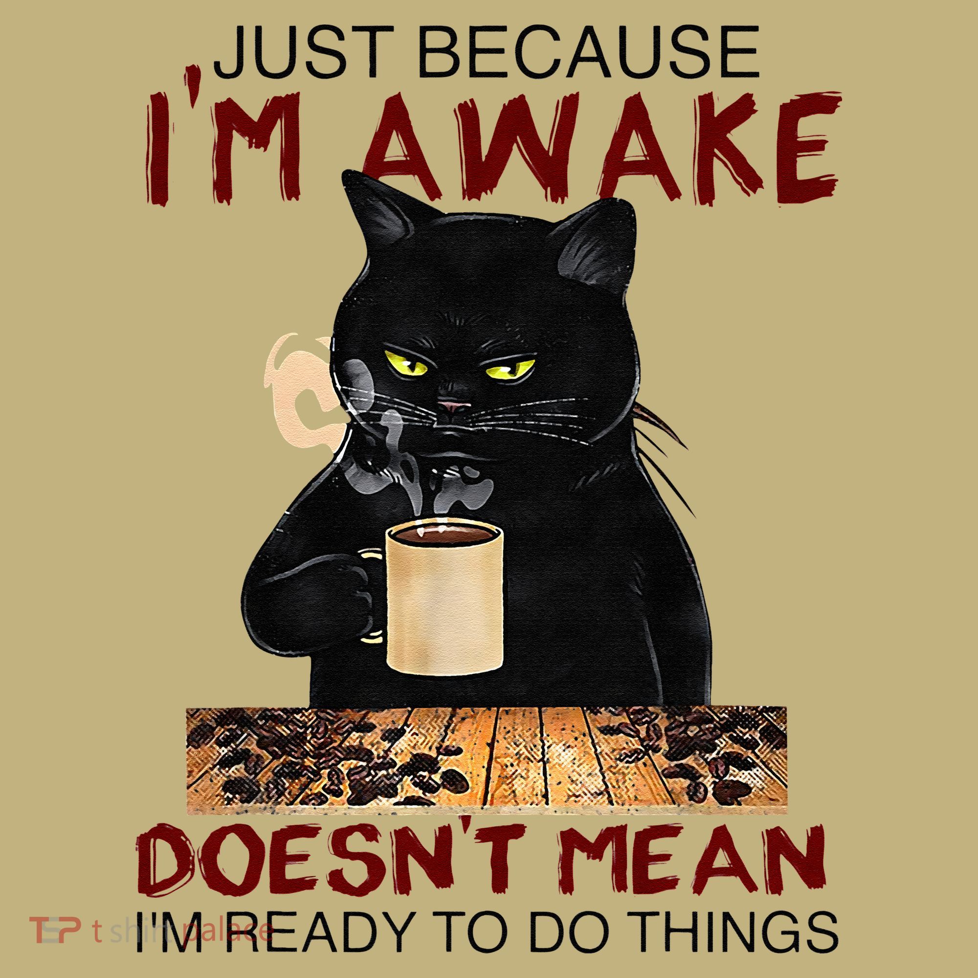 Just Because Im Awake Funny Coffee Cat Lover Women Hoodie