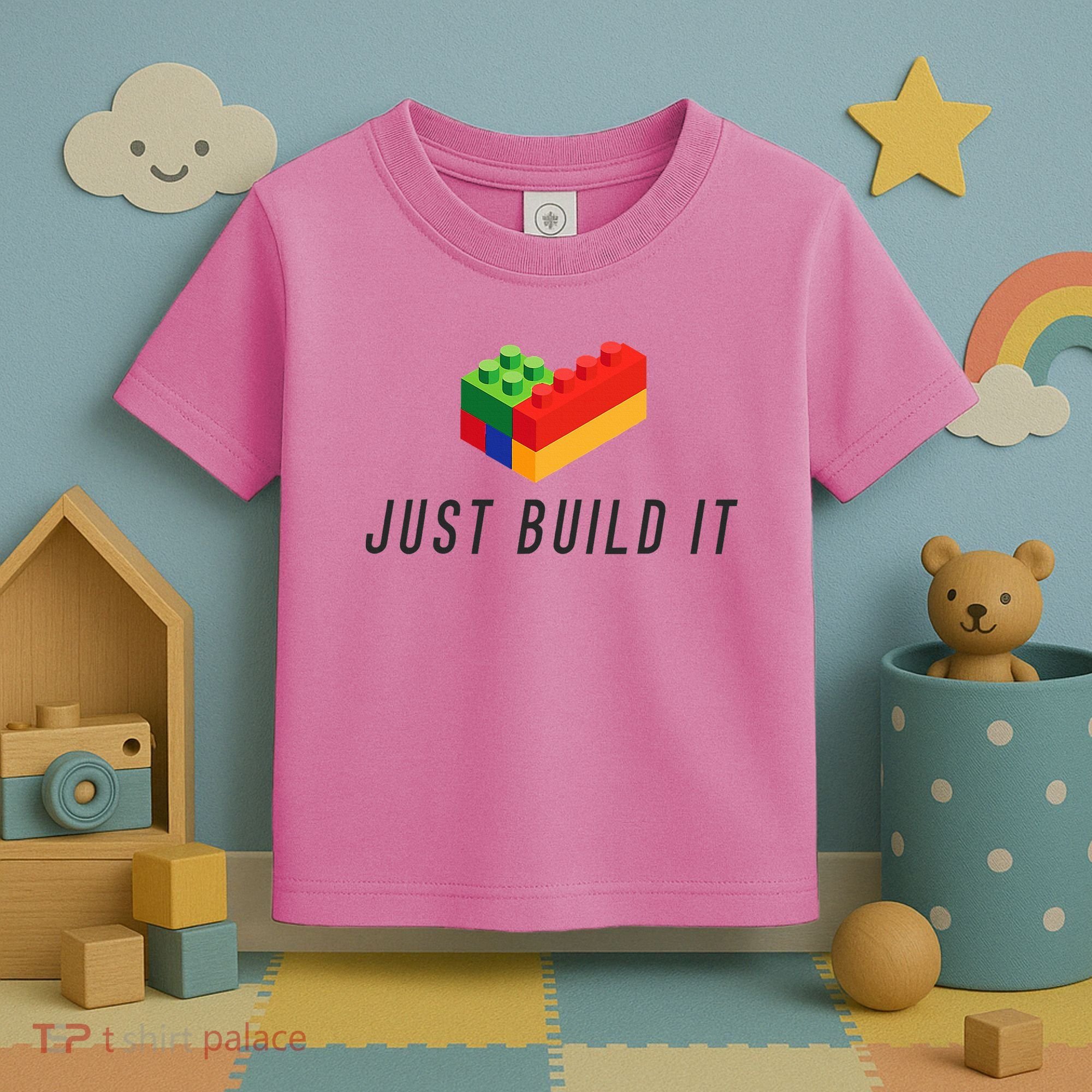 Just Build It Blocks Bricks Building Blocks Toy Toddler T-Shirt