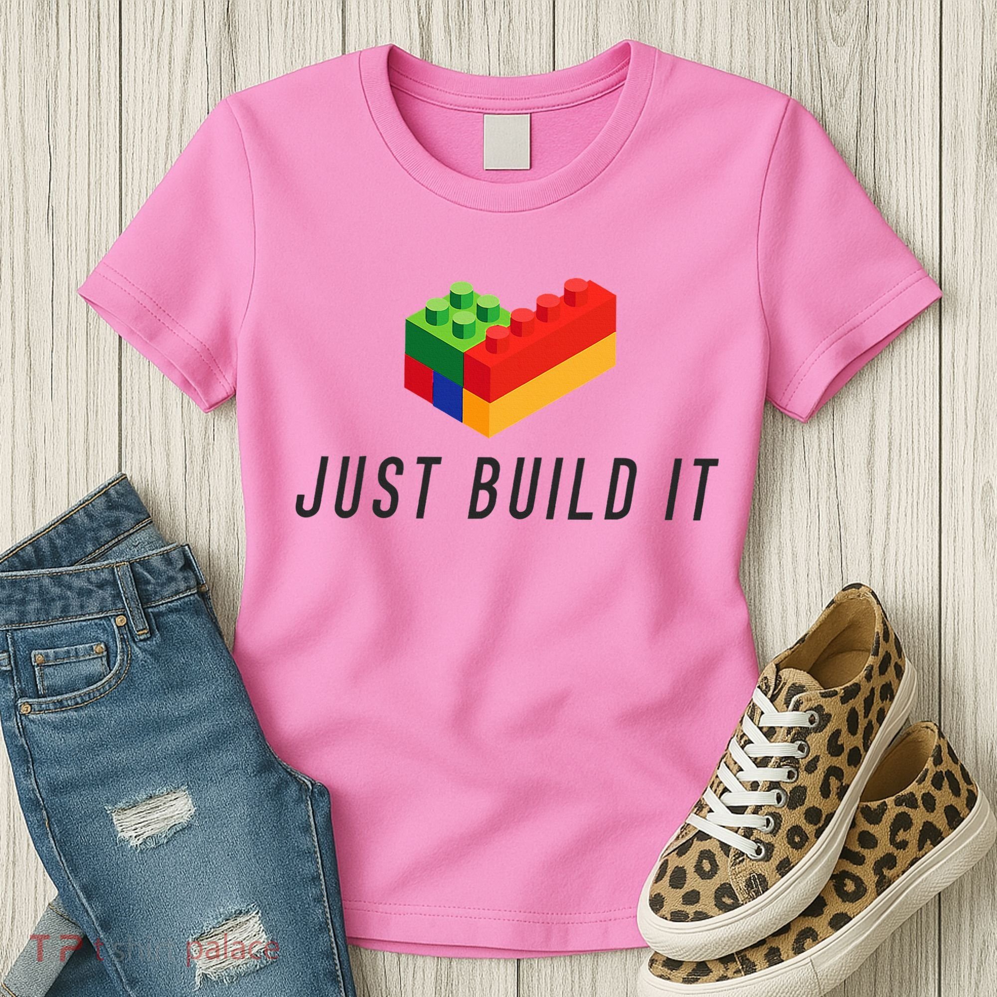 Just Build It Blocks Bricks Building Blocks Toy Women's T-Shirt