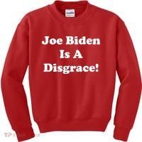 Joe Biden Is A Disgrace Kids Sweatshirt thumb 0