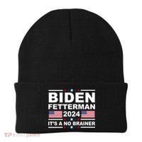 Joe Biden John Fetterman 2024 It's A No Brainer Funny Beanie thumb 0