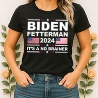 Joe Biden John Fetterman 2024 It's A No Brainer Funny Women's T-Shirt thumb 2