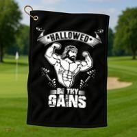 Jesus Bodybuilding Golf Towel thumb 1