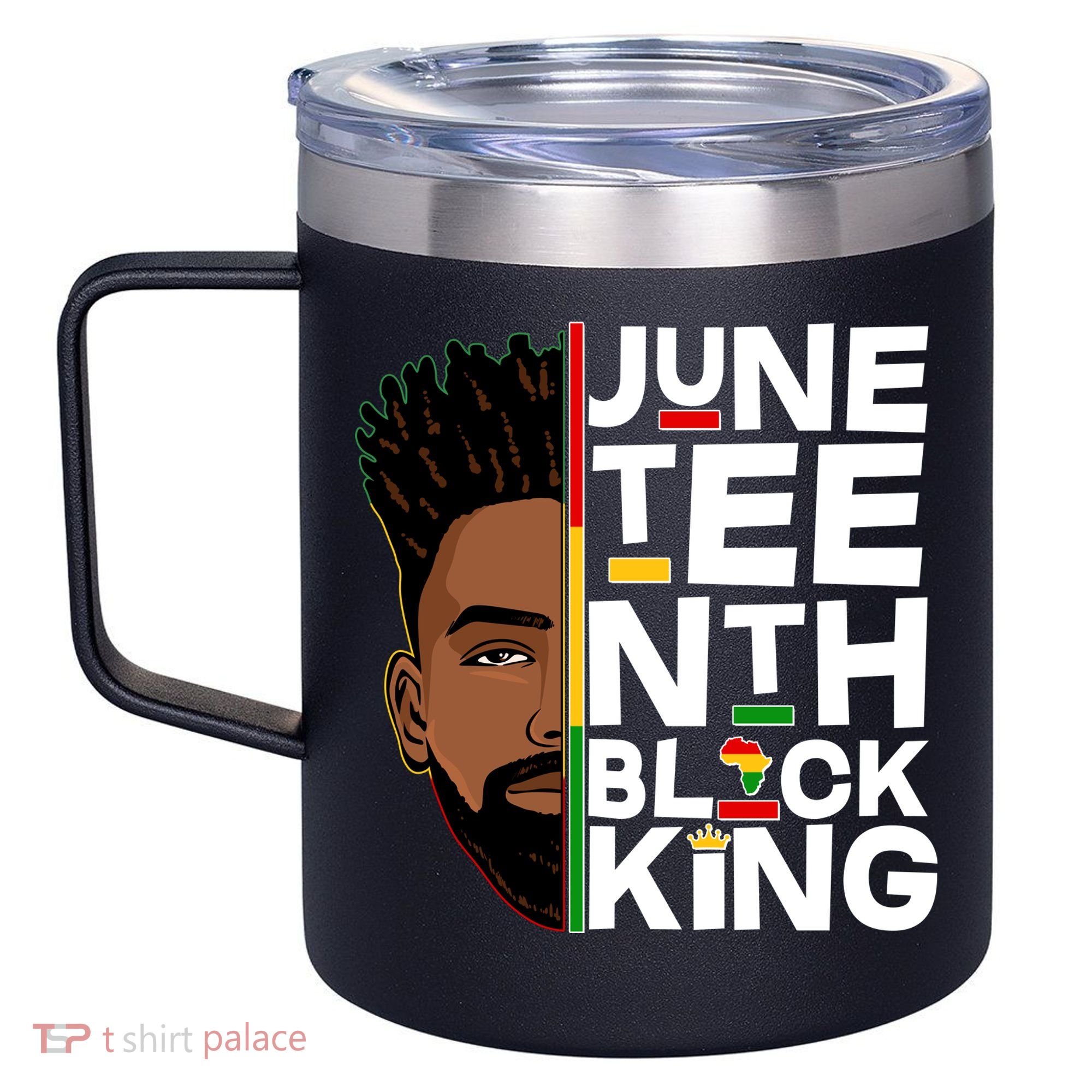 Juneteenth Black King 12oz Stainless Steel Coffee Mug