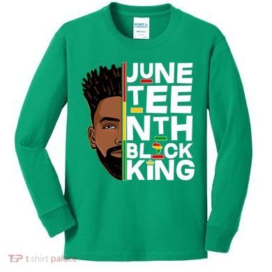 Juneteenth Black King Kids Long Sleeve Shirt