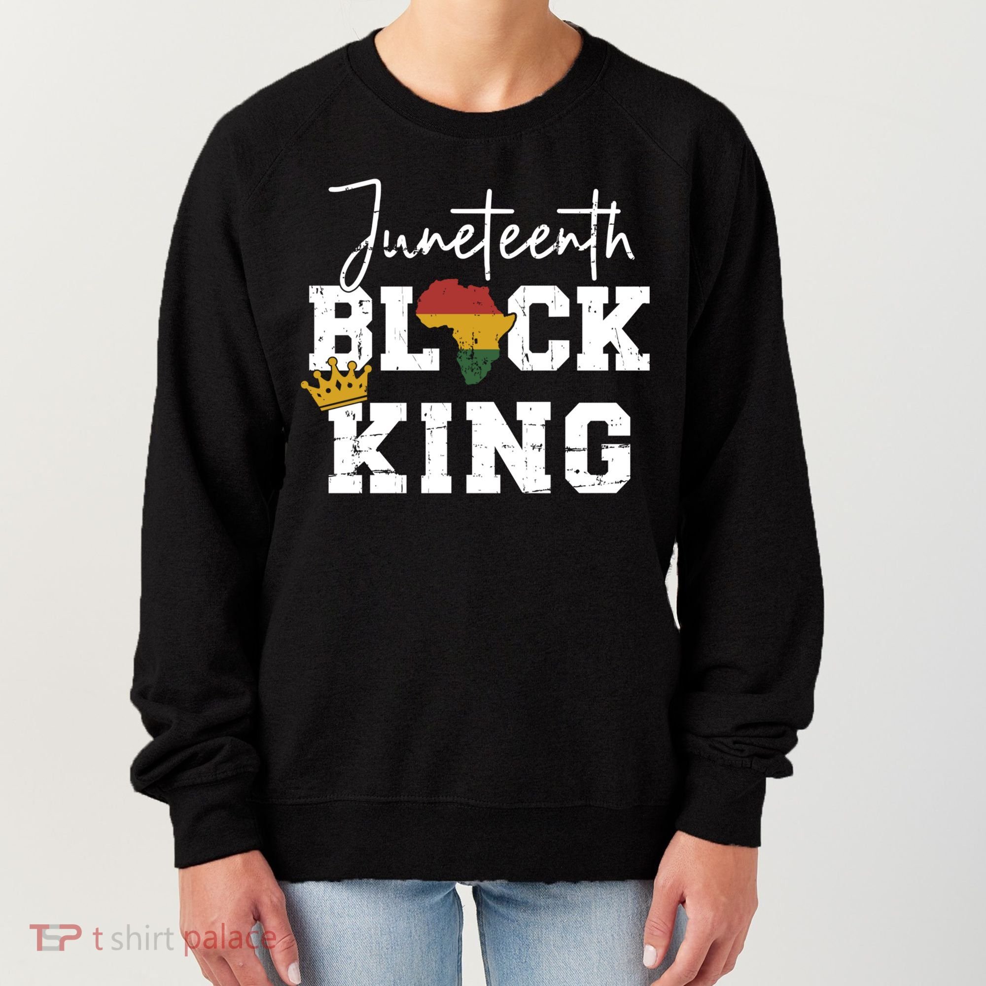 Juneteenth Black King With Pan African Map Flag Gift Women's Sweatshirt