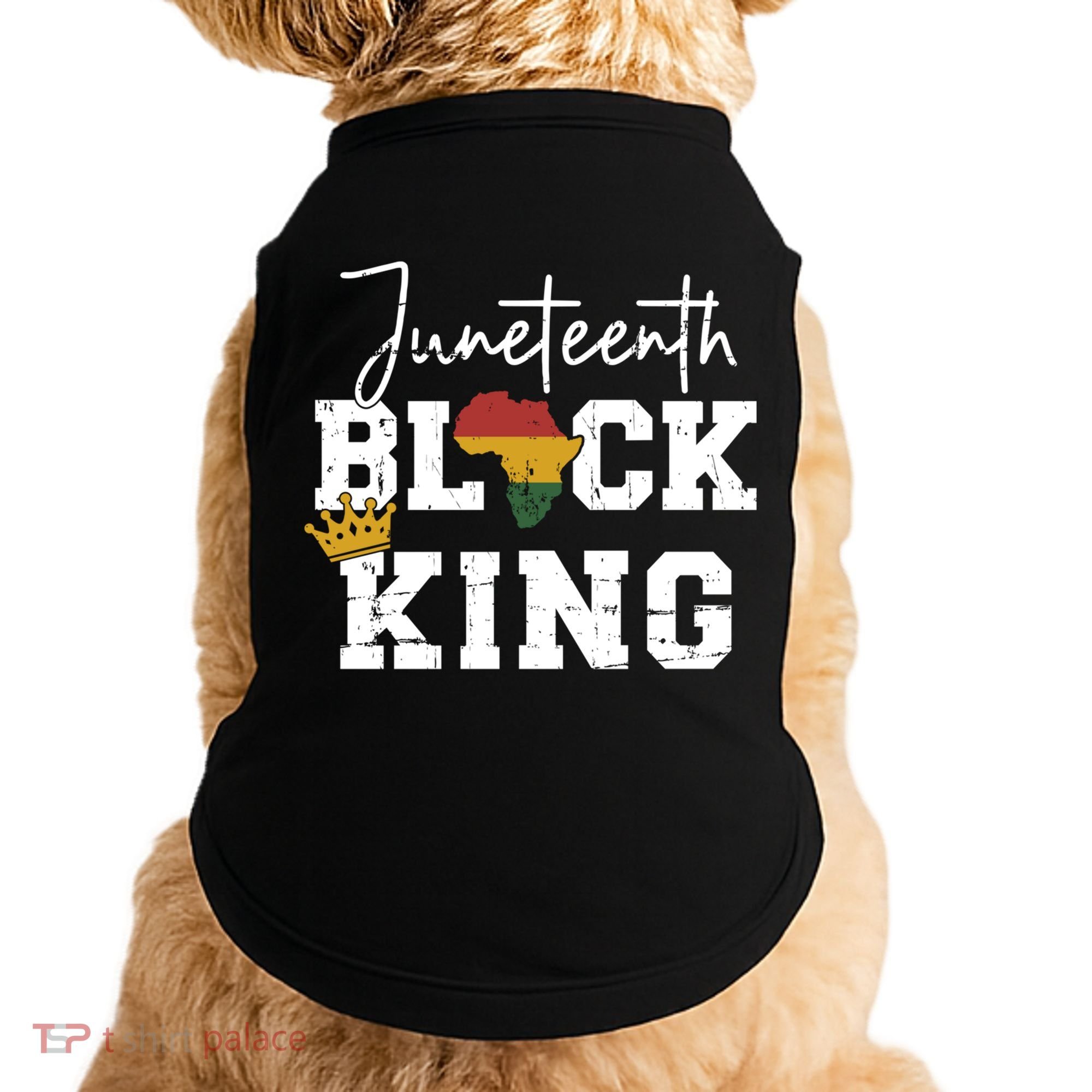 Juneteenth Black King With Pan African Map Flag Gift Doggie Tank