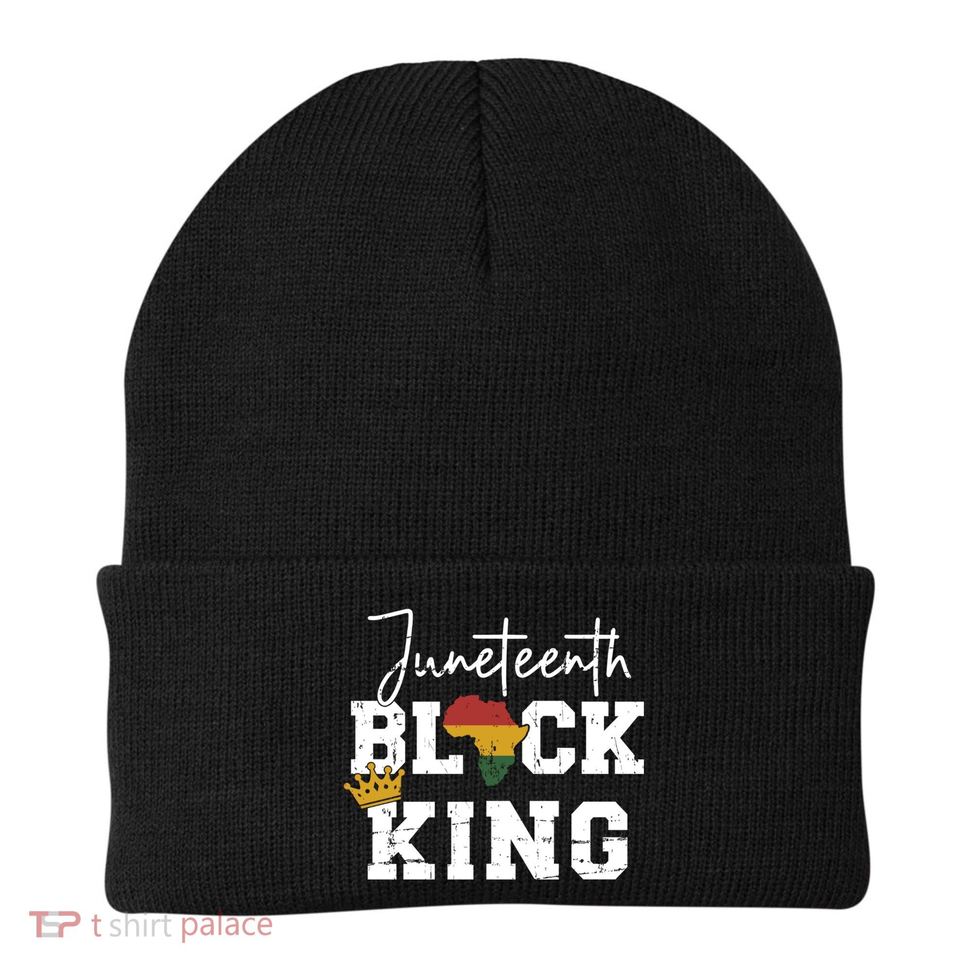 Juneteenth Black King With Pan African Map Flag Gift Beanie