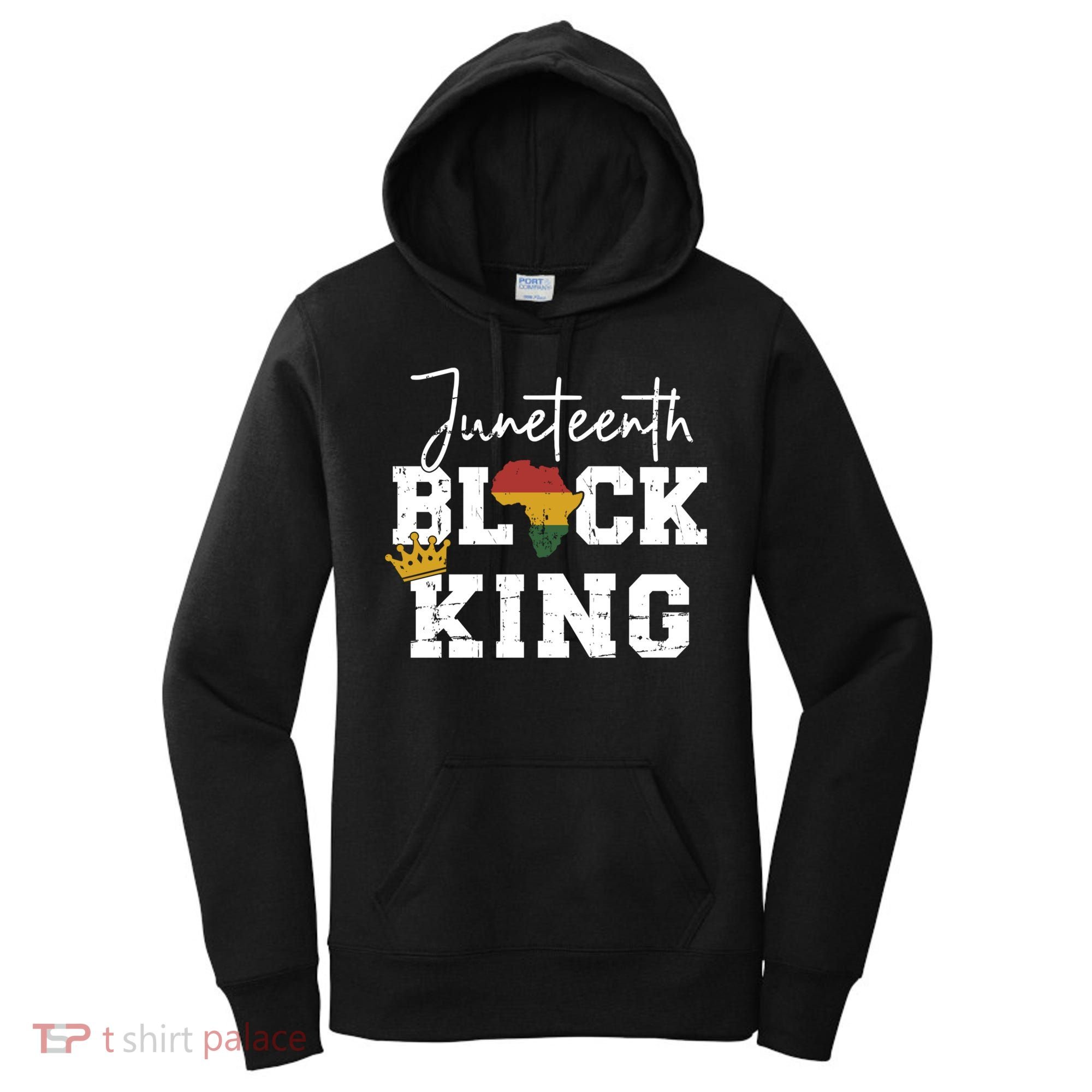 Juneteenth Black King With Pan African Map Flag Gift Women's Hoodie