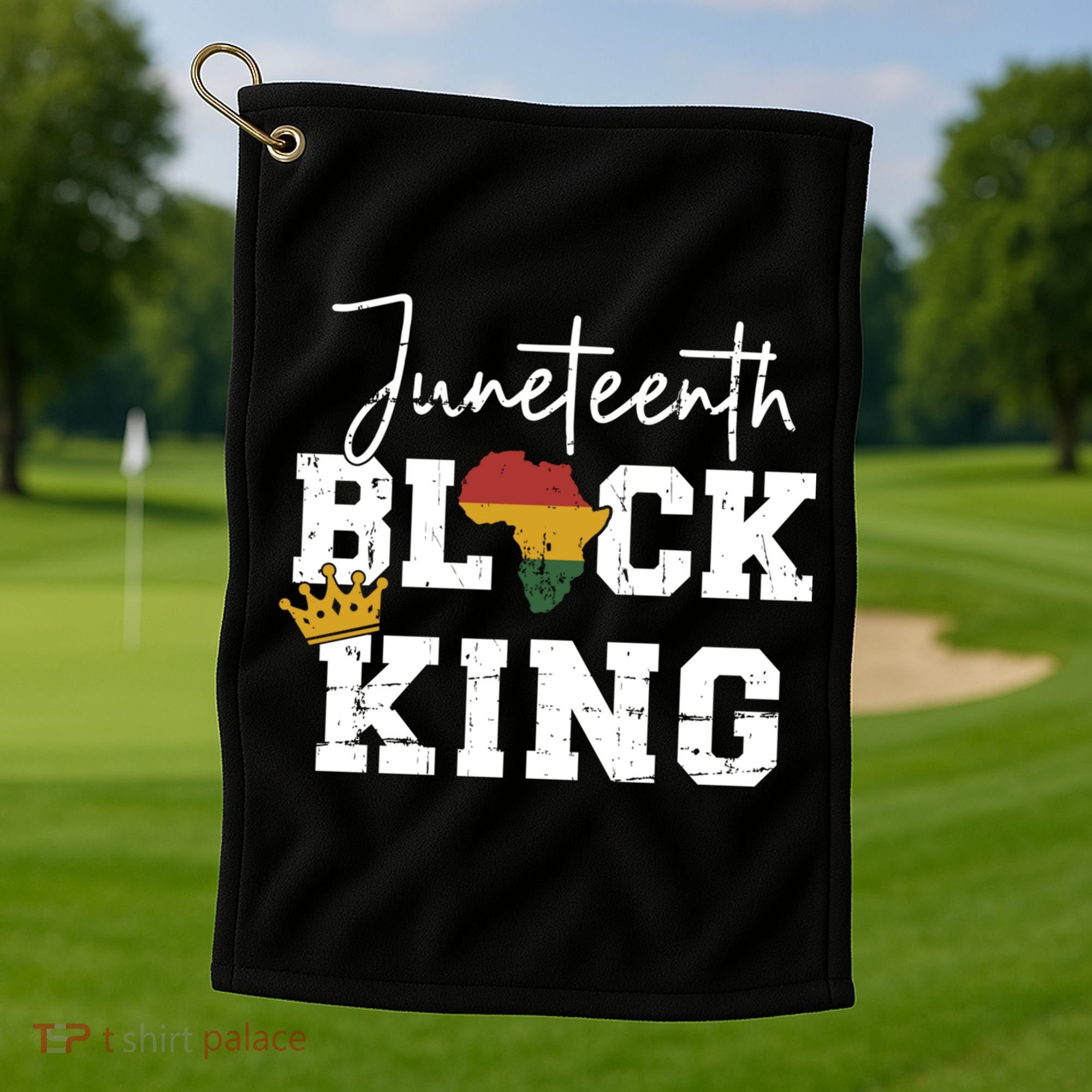 Juneteenth Black King With Pan African Map Flag Gift Golf Towel