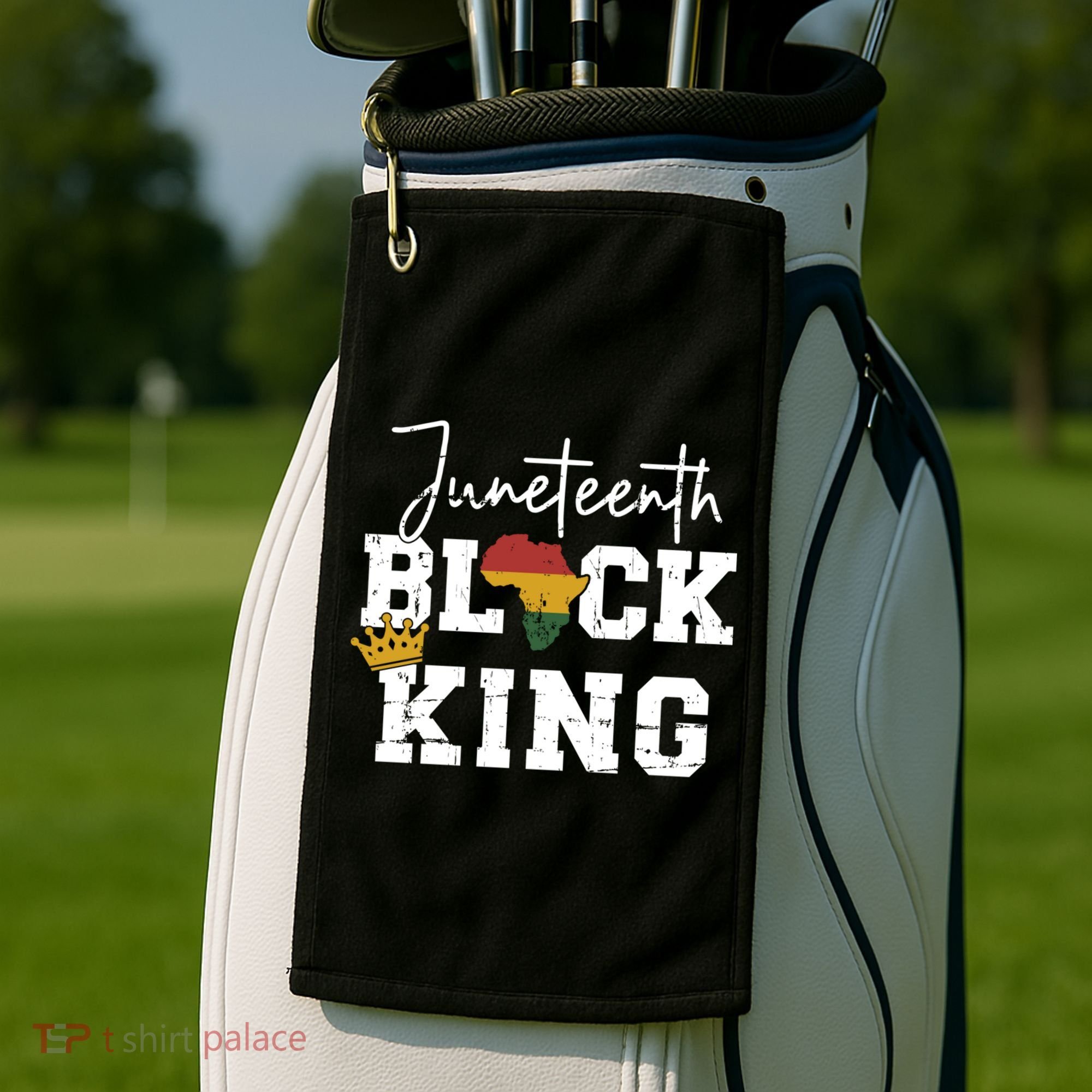 Juneteenth Black King With Pan African Map Flag Gift Golf Towel