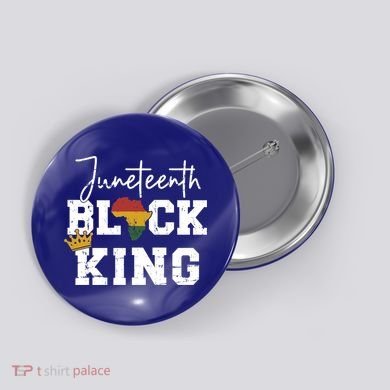 Juneteenth Black King With Pan African Map Flag Gift Button