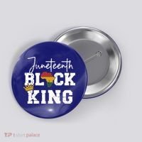 Juneteenth Black King With Pan African Map Flag Gift Button thumb 0