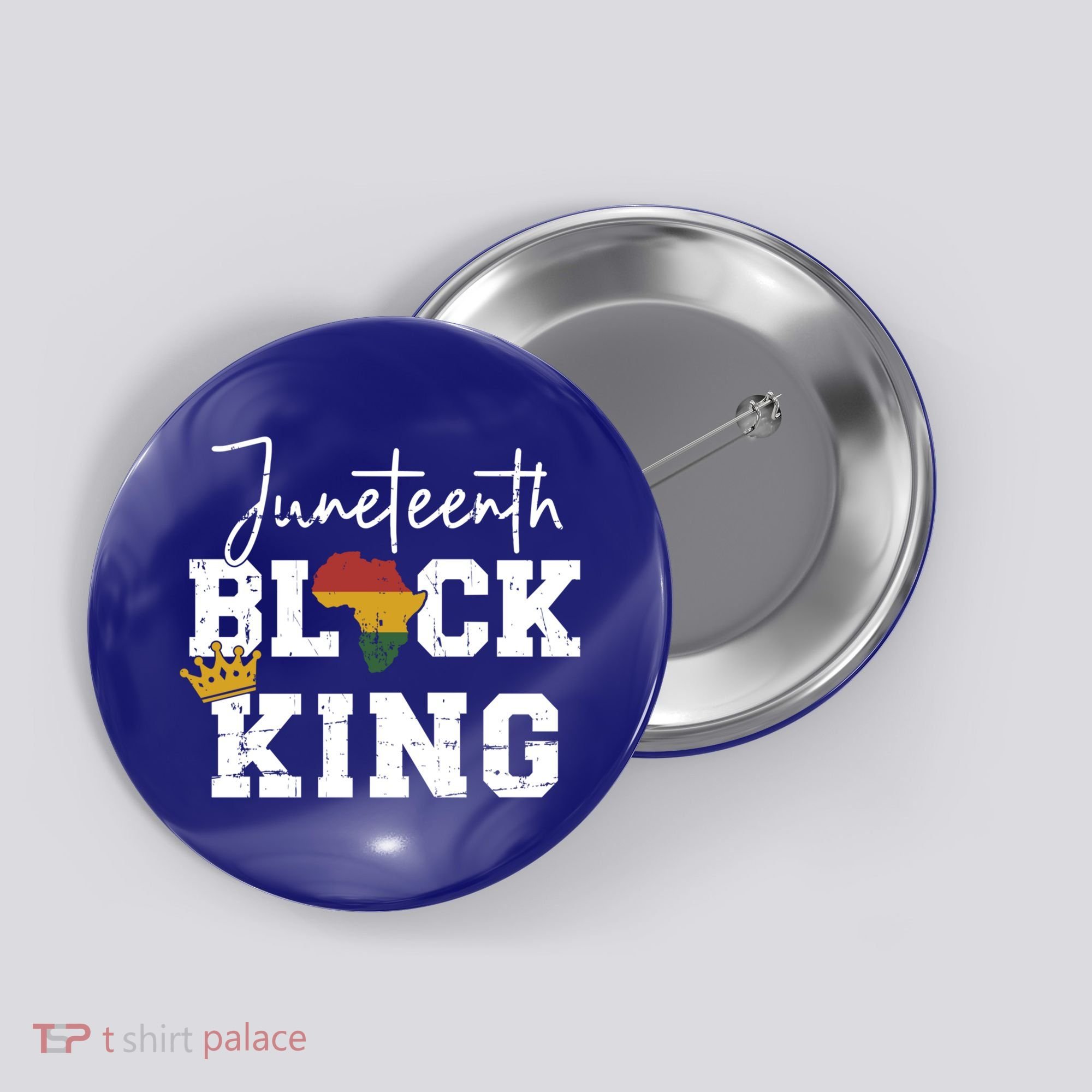 Juneteenth Black King With Pan African Map Flag Gift Button