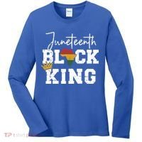 Juneteenth Black King With Pan African Map Flag Gift Women's Long Sleeve Shirt thumb 0