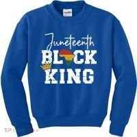 Juneteenth Black King With Pan African Map Flag Gift Kids Sweatshirt thumb 0