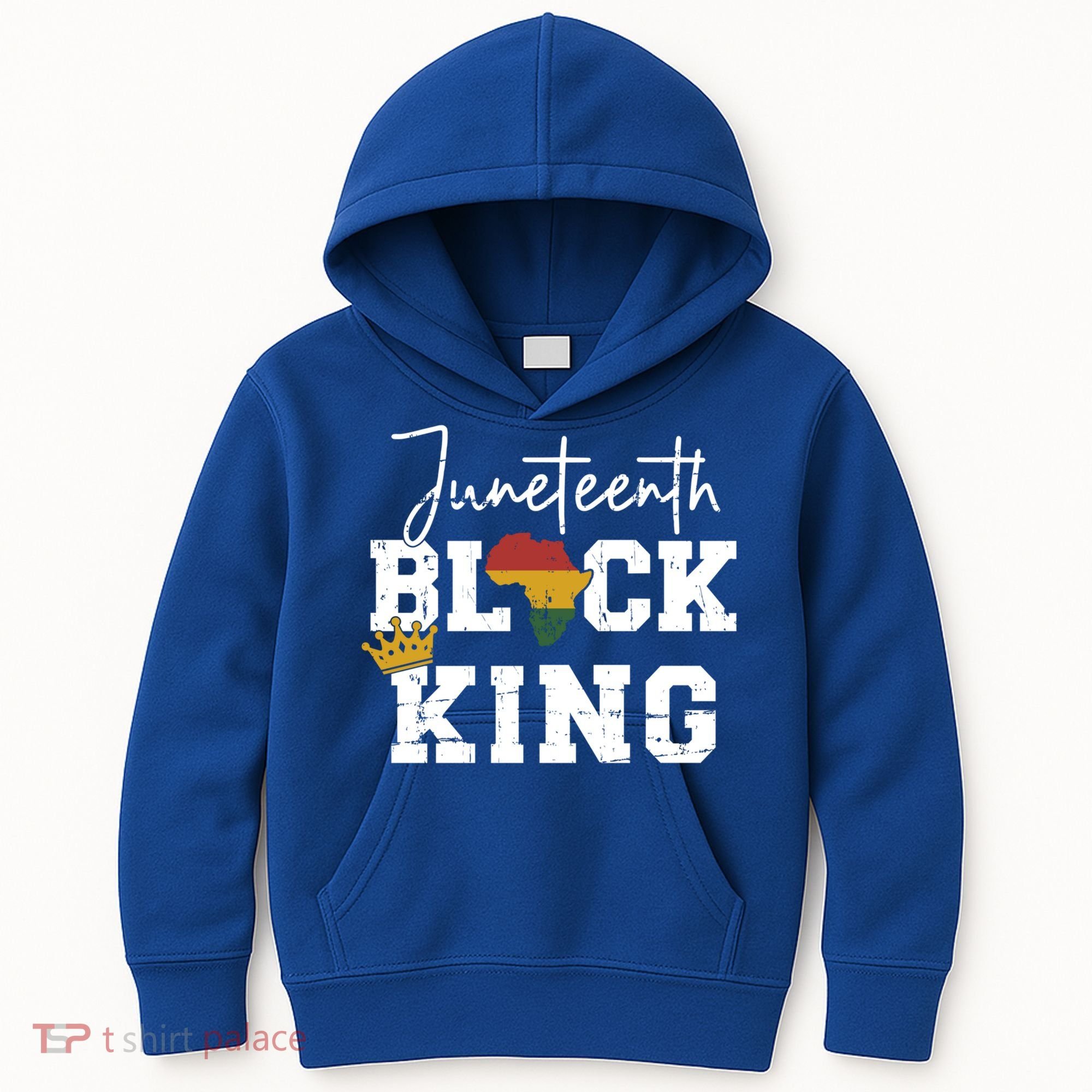 Juneteenth Black King With Pan African Map Flag Gift Kids Hoodie