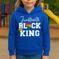Juneteenth Black King With Pan African Map Flag Gift Kids Hoodie thumb 3
