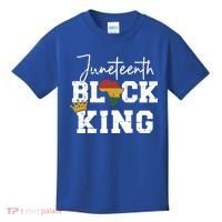 Juneteenth Black King With Pan African Map Flag Gift Kids T-Shirt thumb 0