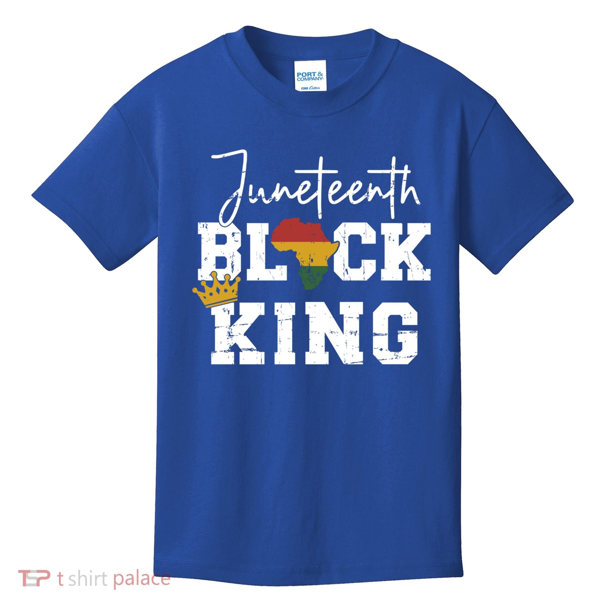 Juneteenth Black King With Pan African Map Flag Gift Kids T-Shirt