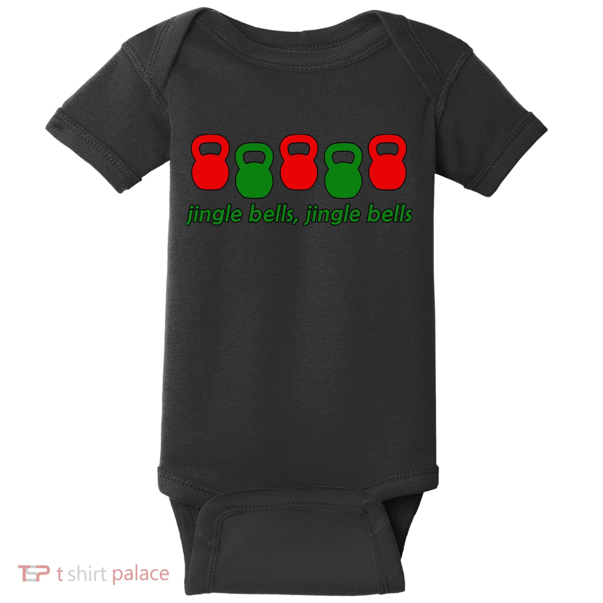 Jingle Bells Kettlebell Christmas Holiday Workout Baby Bodysuit