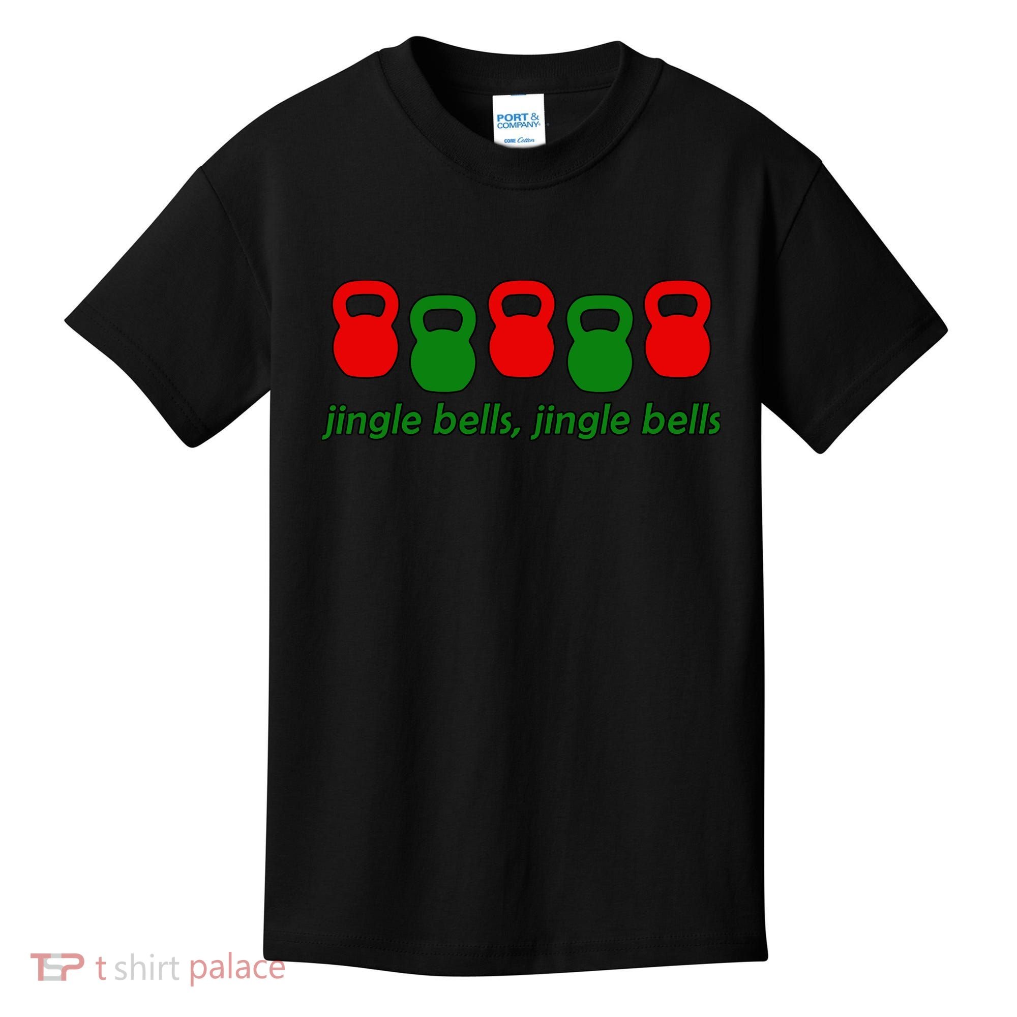 Jingle Bells Kettlebell Christmas Holiday Workout Kids T-Shirt