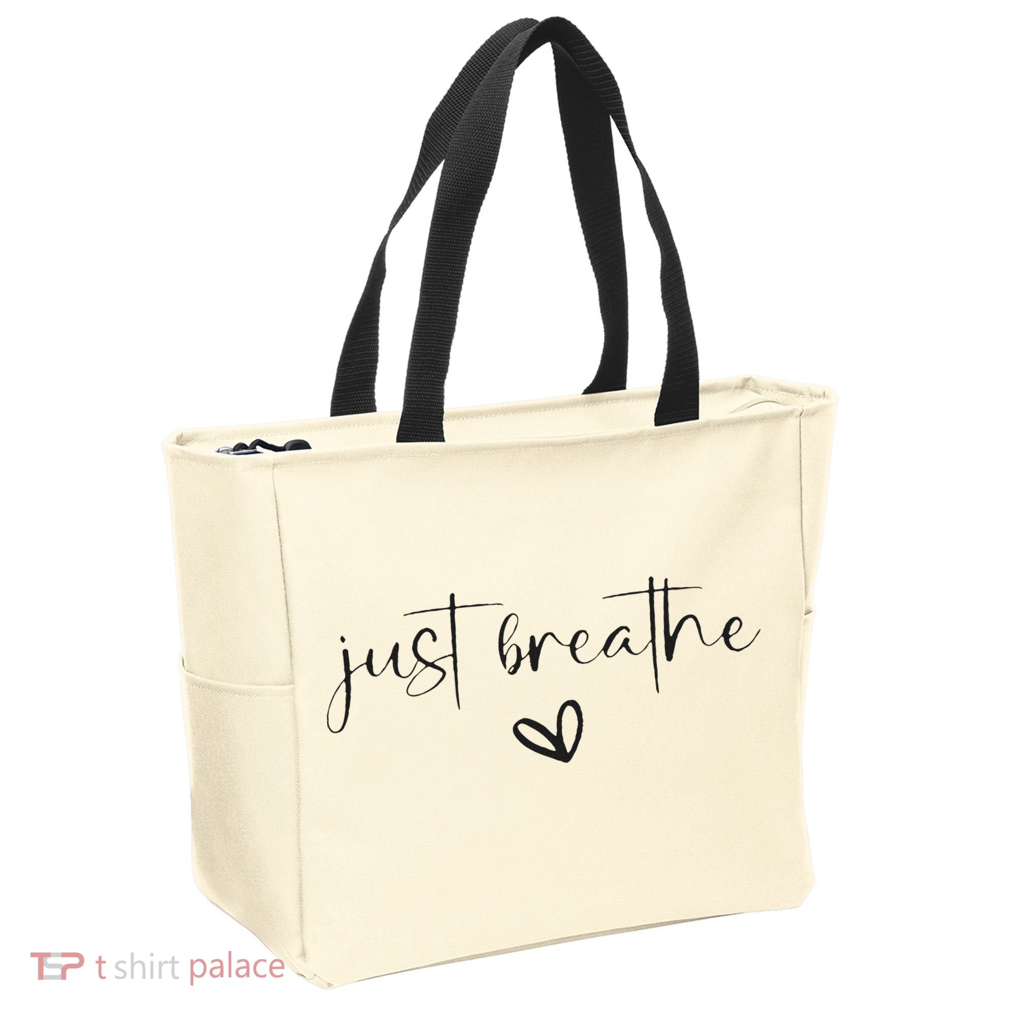 Just Breathe Mental Health Print Tote Bag