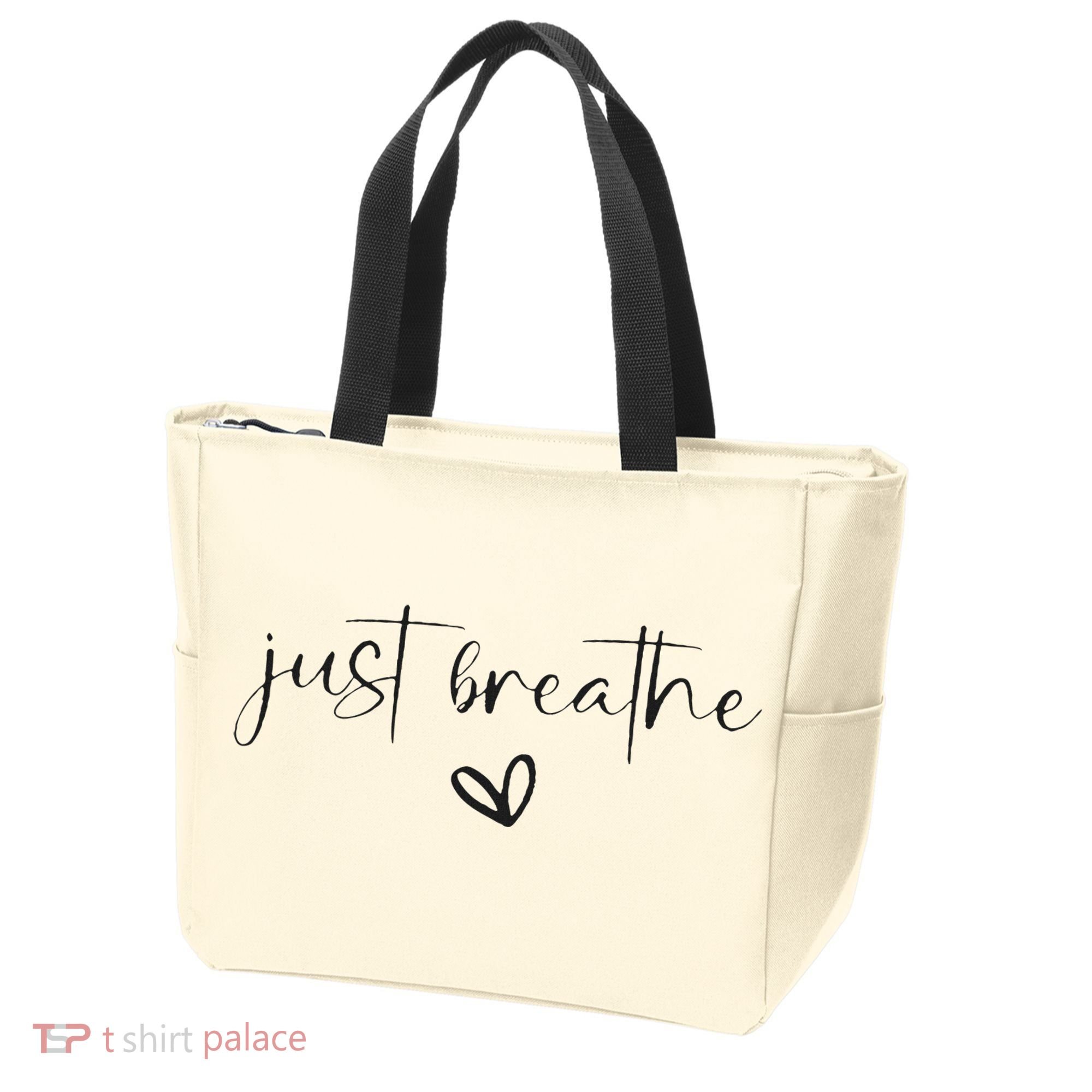 Just Breathe Mental Health Print Tote Bag