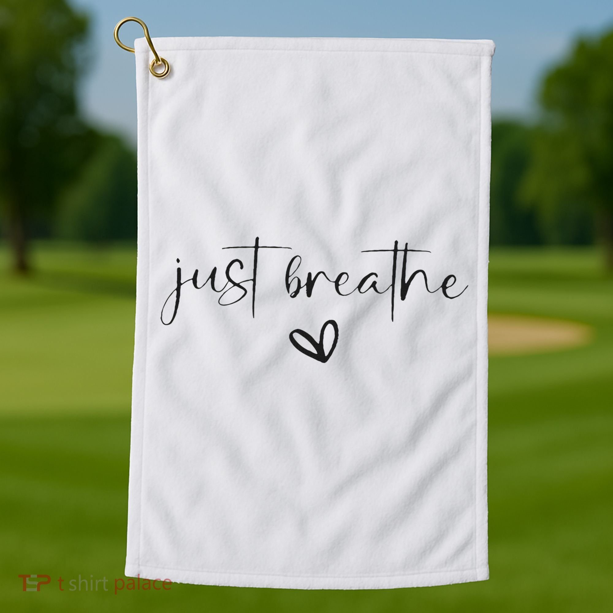 Just Breathe Mental Health Print Golf Towel