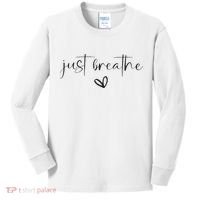 Just Breathe Mental Health Print Kids Long Sleeve Shirt thumb 0