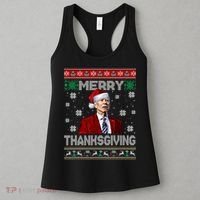 Joe Biden Merry Thanksgiving Trick Or Treat Ugly Xmas Women's Tank Top thumb 3
