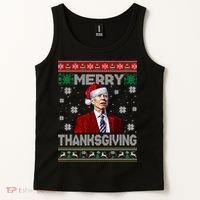 Joe Biden Merry Thanksgiving Trick Or Treat Ugly Xmas Tank Top thumb 2