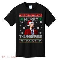 Joe Biden Merry Thanksgiving Trick Or Treat Ugly Xmas Kids T-Shirt thumb 0