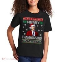 Joe Biden Merry Thanksgiving Trick Or Treat Ugly Xmas Kids T-Shirt thumb 2