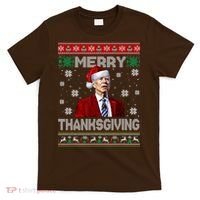 Joe Biden Merry Thanksgiving Trick Or Treat Ugly Xmas T-Shirt thumb 0