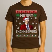 Joe Biden Merry Thanksgiving Trick Or Treat Ugly Xmas T-Shirt thumb 3
