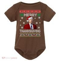 Joe Biden Merry Thanksgiving Trick Or Treat Ugly Xmas Baby Bodysuit thumb 0