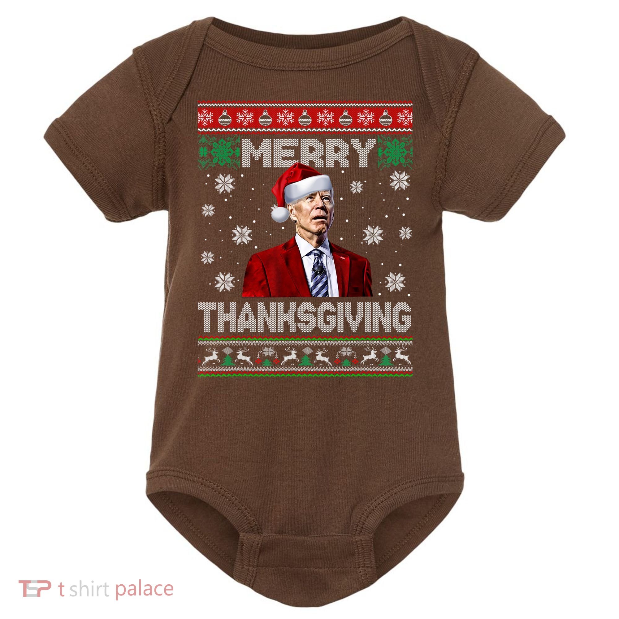 Joe Biden Merry Thanksgiving Trick Or Treat Ugly Xmas Baby Bodysuit