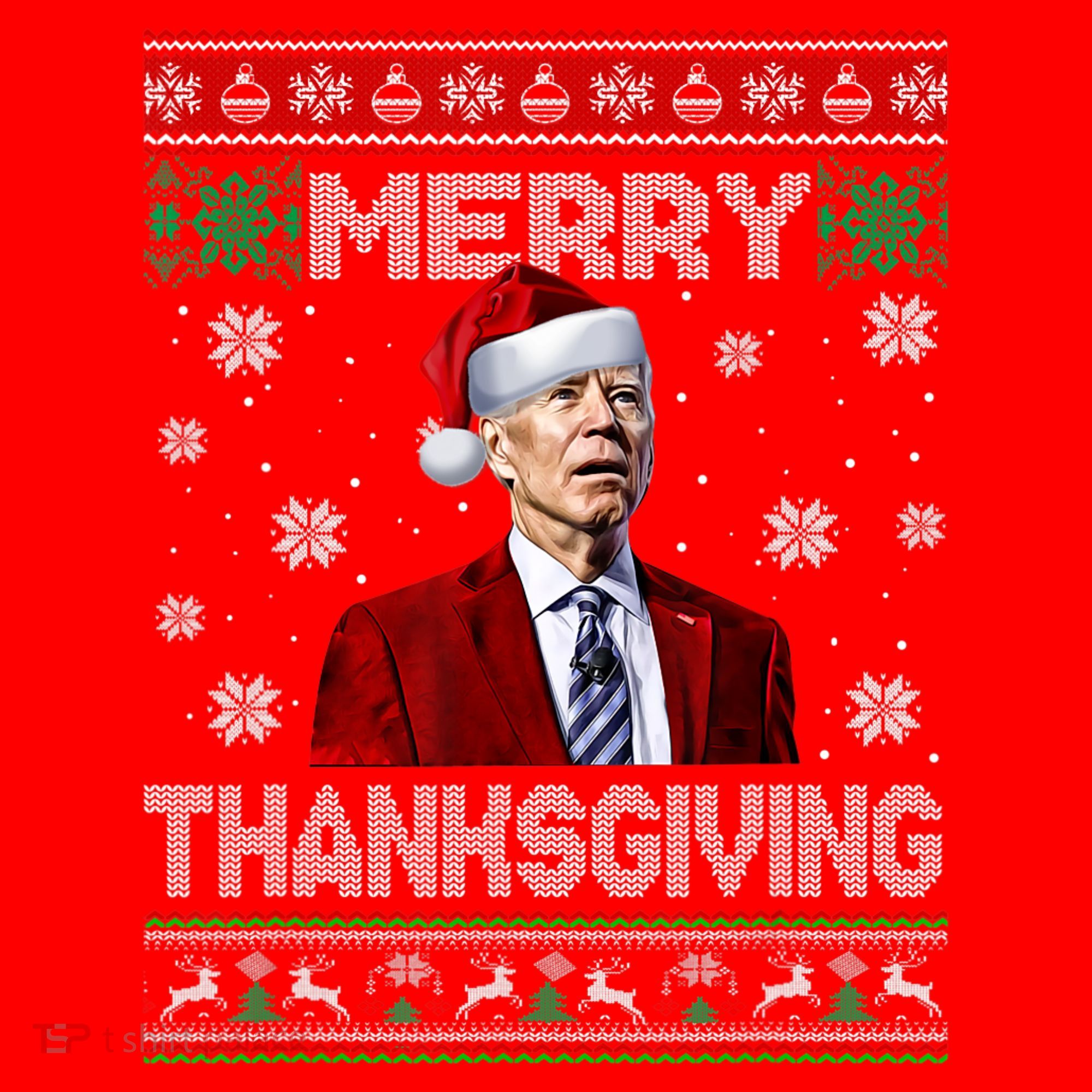 Joe Biden Merry Thanksgiving Trick Or Treat Ugly Xmas Santa Hat