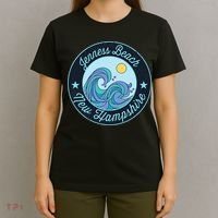 Jenness Beach Nh New Hampshire Souvenir Nautical Surfer Grap T-Shirt thumb 4