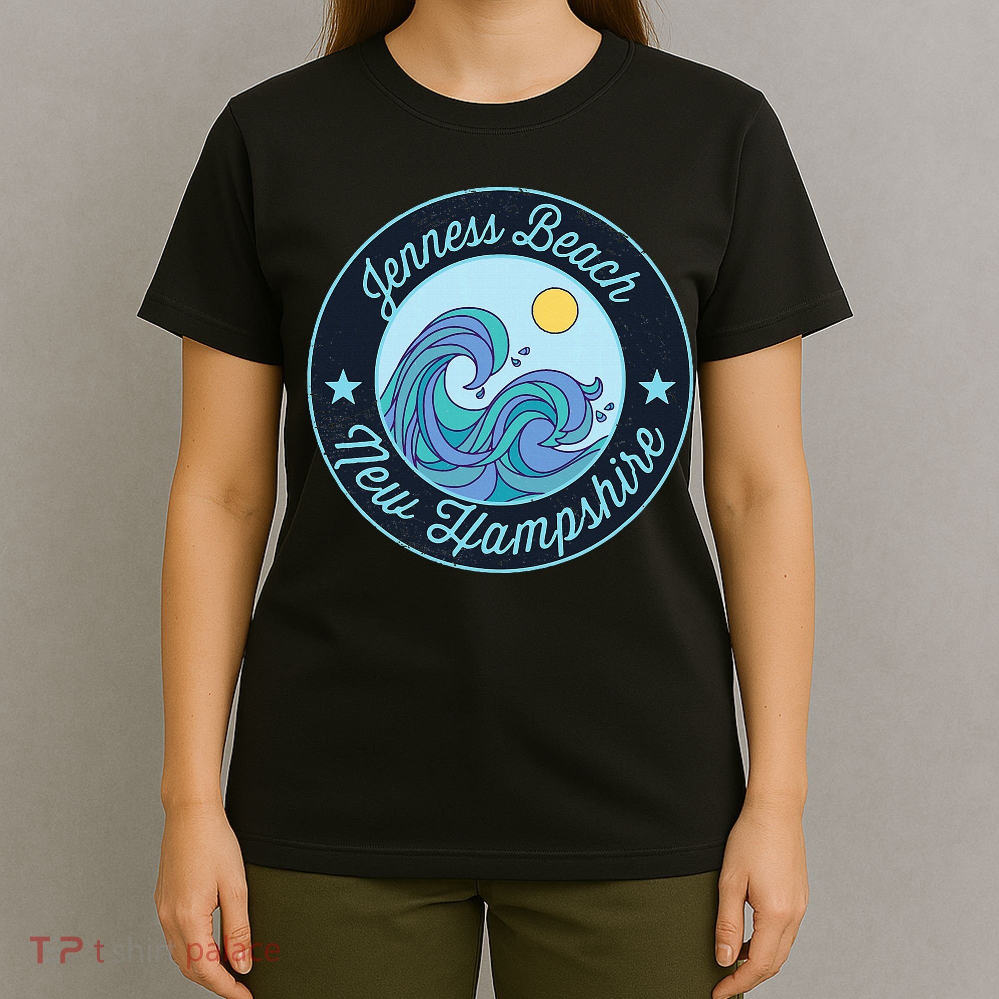 Jenness Beach Nh New Hampshire Souvenir Nautical Surfer Grap T-Shirt