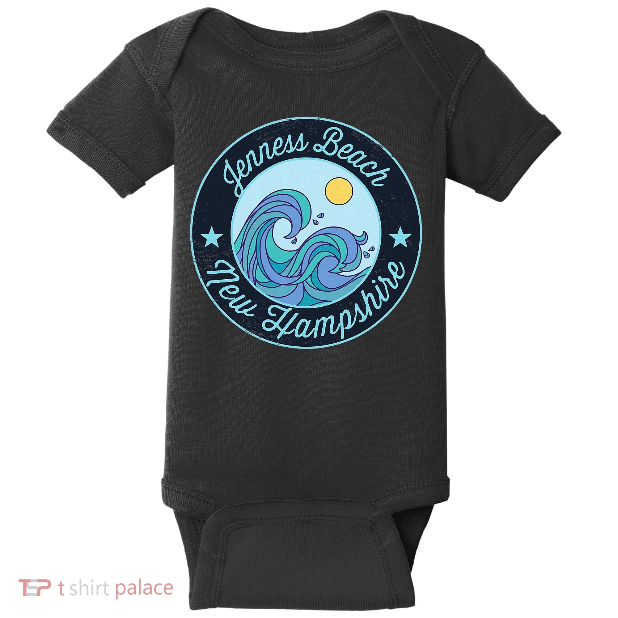 Jenness Beach Nh New Hampshire Souvenir Nautical Surfer Grap Baby Bodysuit