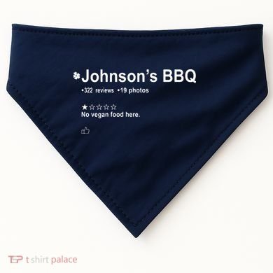 Johnsons BBQ No Vegan Food Here One Star In Back USA-Made Doggie Bandana
