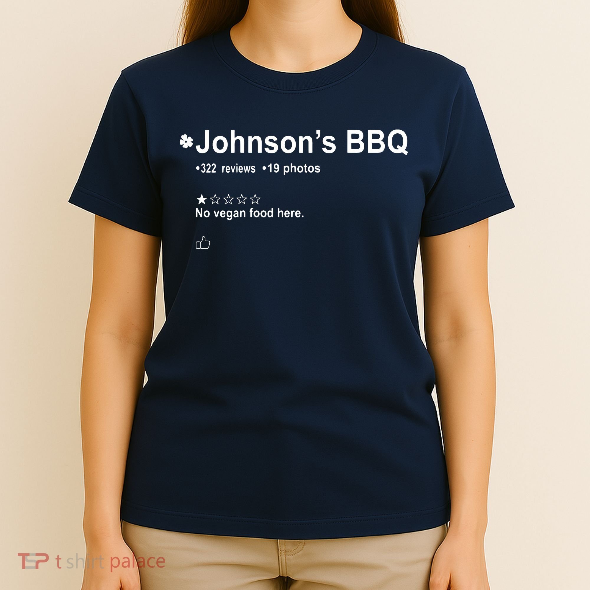 Johnsons BBQ No Vegan Food Here One Star In Back T-Shirt