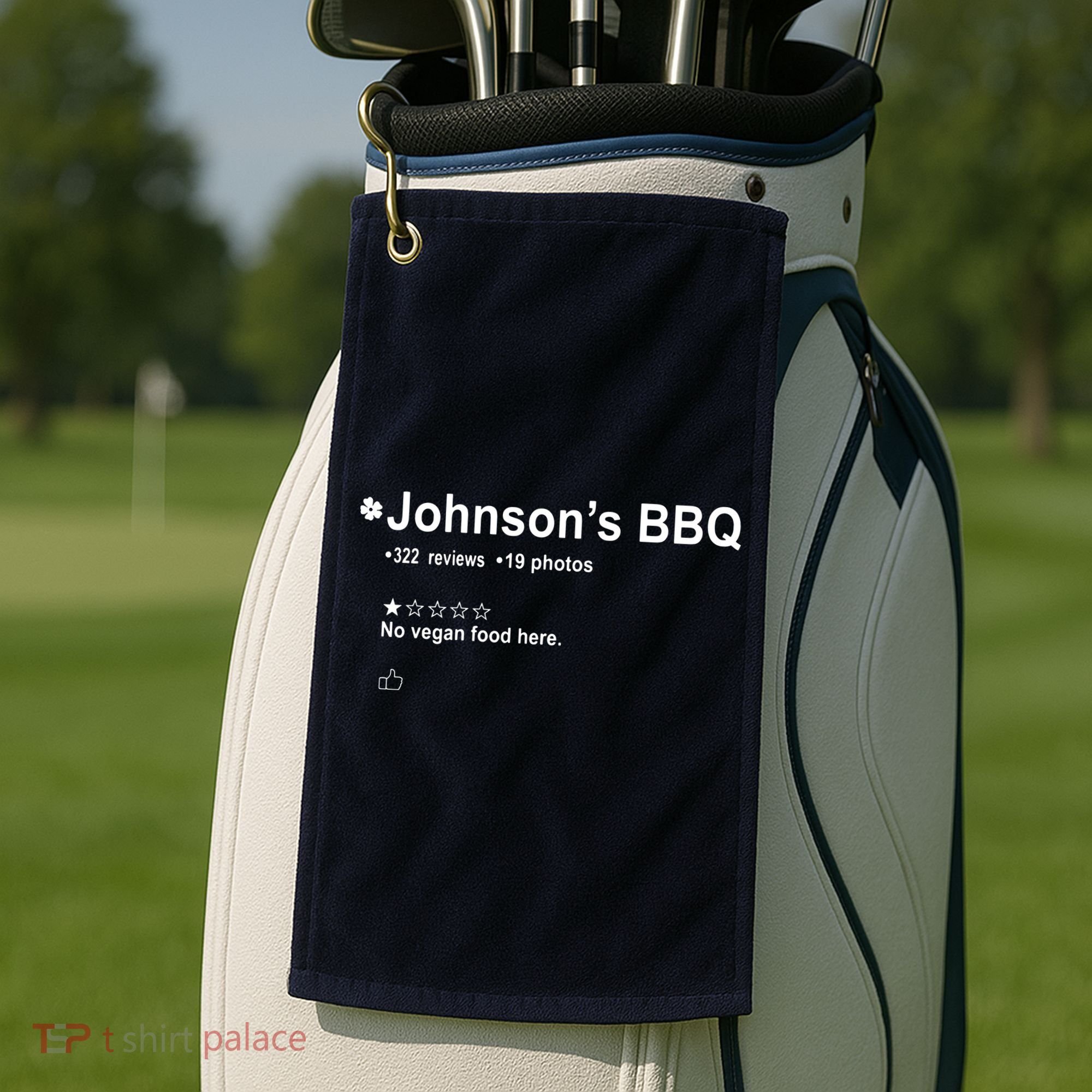 Johnsons BBQ No Vegan Food Here One Star In Back Golf Towel