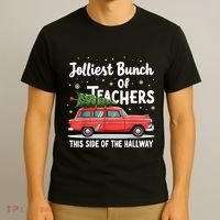 Jolliest Bunch Of Teachers This Side Of The Hallway Xmas Pj T-Shirt thumb 3