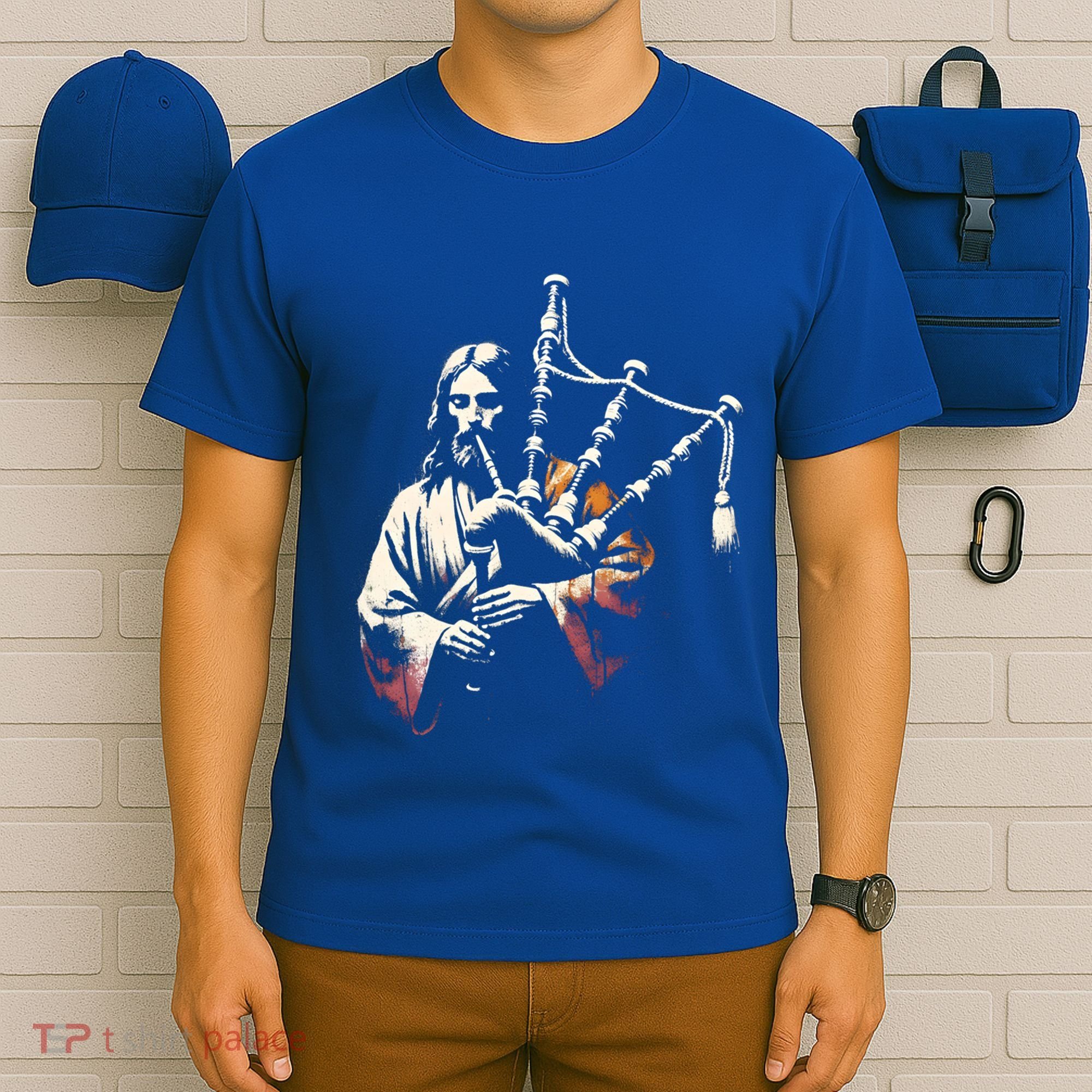 Jesus Bagpipe Player Funny Christian Religious Musician Gift T-Shirt