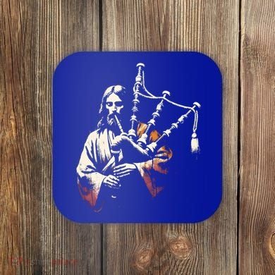 Jesus Bagpipe Player Funny Christian Religious Musician Gift Coaster