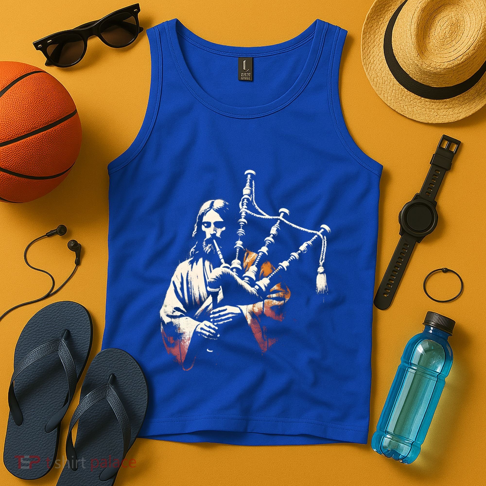 Jesus Bagpipe Player Funny Christian Religious Musician Gift Tank Top