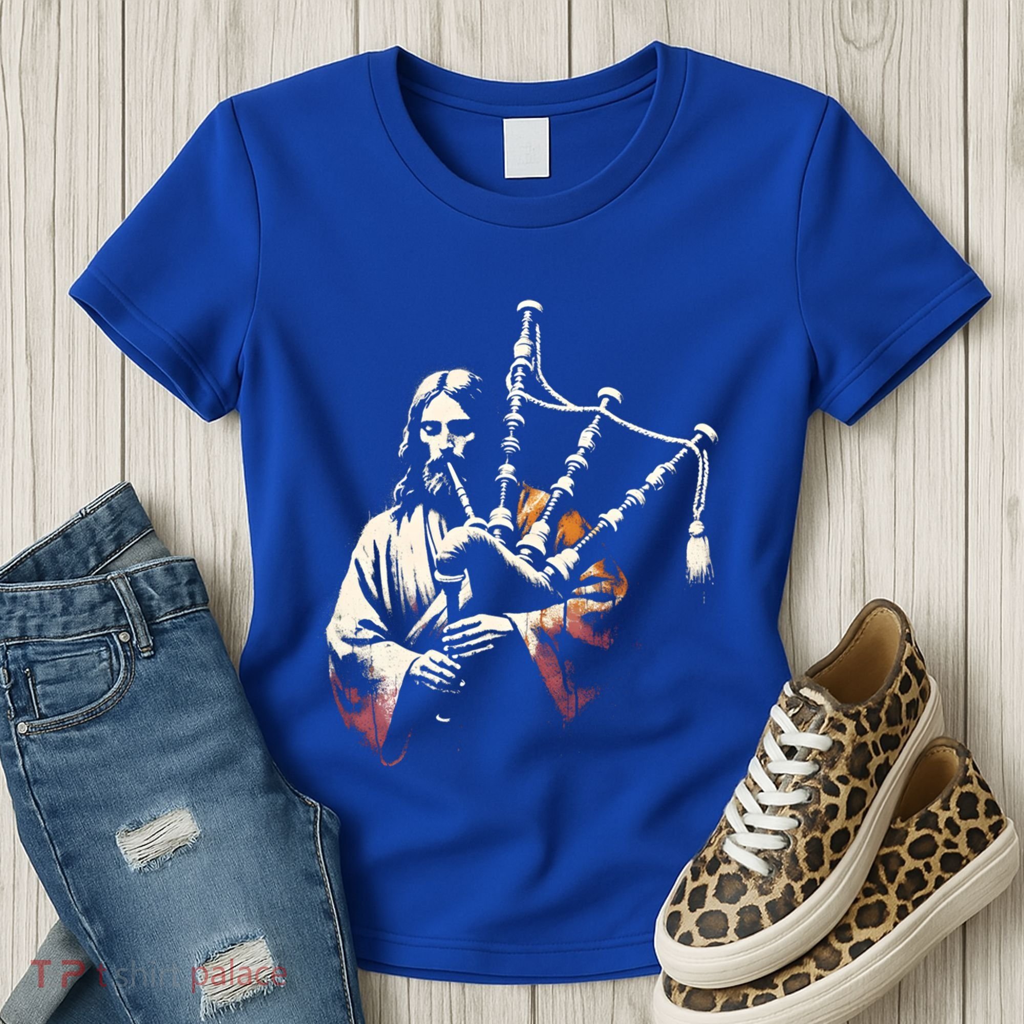 Jesus Bagpipe Player Funny Christian Religious Musician Gift Women's T-Shirt